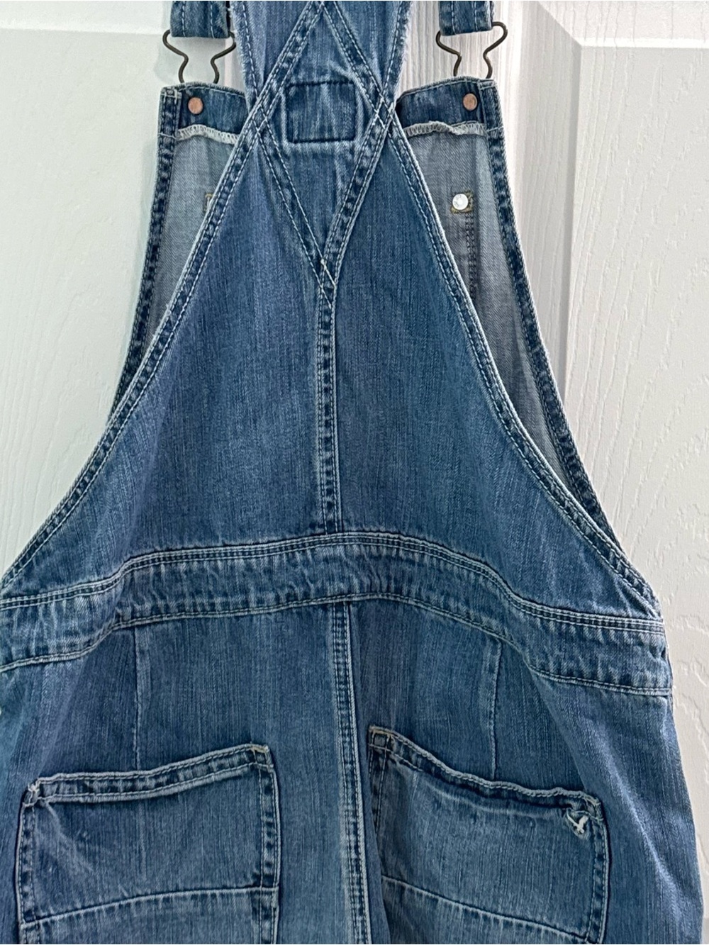 American Eagle Outfitters Women's Size Small Blue Denim Overall Shorts Shortalls - Picture 8 of 12